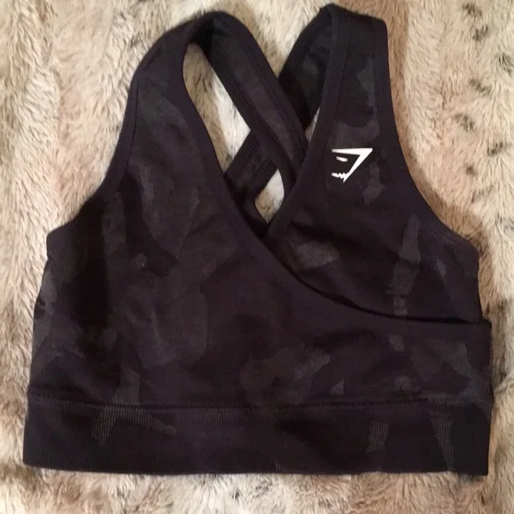 Gymshark Black Sports Bra Moisture-Wicking Racerback NEW - Picture 4 of 10